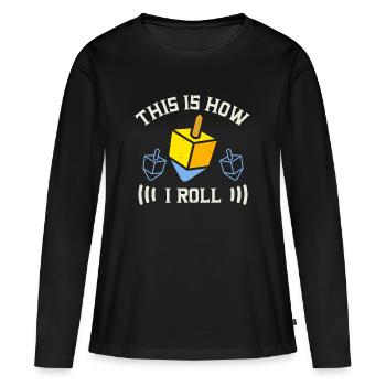 Gift for Jewish Celebrations and Remembrance Days - Women's Premium Organic Long Sleeve Shirt - black - Front - Julia (174cm)