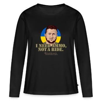 Ukraine Zelenskyi Citation Munitions - T-shirt manches longues Premium bio Femme - noir - Devant - Julia (174cm)
