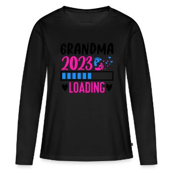 Grand-mère-à-être, Grand-mère chargement 2023 Grand-mère 2023 - T-shirt manches longues Premium bio Femme - noir - Devant - Julia (174cm)