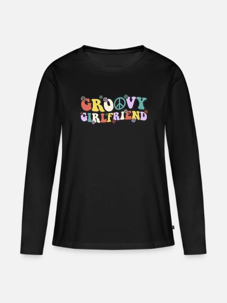 Groovy Girlfriend - Frauen Premium Bio Langarmshirt - Schwarz