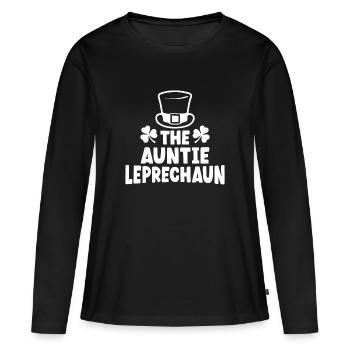 Die Tante Leprechaun - Frauen Premium Bio Langarmshirt - Schwarz - Vorne - Julia (174cm)