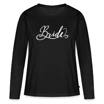 Bride Matching Couple Engagement Wedding Honeymoon - Women's Premium Organic Long Sleeve Shirt - black - Front - Julia (174cm)