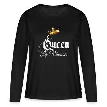 Queen île De La Réunion Pour Maman Et Fille - T-shirt manches longues Premium bio Femme - noir - Devant - Julia (174cm)