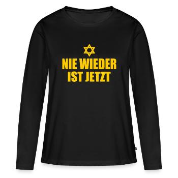 Nie wieder ist jetzt - Frauen Premium Bio Langarmshirt - Schwarz - Vorne - Julia (174cm)