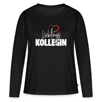 Lieblingskollegin mit Herz - Frauen Premium Bio Langarmshirt - Schwarz - Vorne - Julia (174cm)