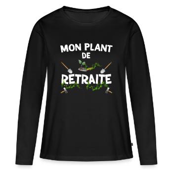 Femme Jardinière mon plants de retraite - T-shirt manches longues Premium bio Femme - noir - Devant - Julia (174cm)