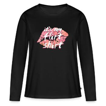 Son Mon Flirt T-shirt - T-shirt manches longues Premium bio Femme - noir - Devant - Julia (174cm)