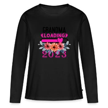 2023 Grand-mère, grand-mère à venir 2023, 2023 Grand-mère - T-shirt manches longues Premium bio Femme - noir - Devant - Julia (174cm)