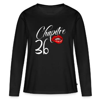 Chapitre 36 Anniversaire Glamour Femme 36 ans - T-shirt manches longues Premium bio Femme - noir - Devant - Julia (174cm)