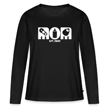 2023, Maman en devenir, annonce de grossesse - T-shirt manches longues Premium bio Femme - noir - Devant - Julia (174cm)