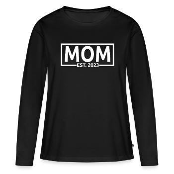 2023, Maman en devenir, annonce de grossesse - T-shirt manches longues Premium bio Femme - noir - Devant - Julia (174cm)