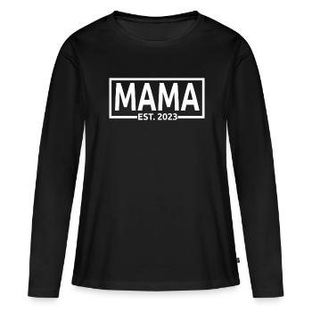 Mama Est. 2023, Maman en devenir, Annonce de grossesse - T-shirt manches longues Premium bio Femme - noir - Devant - Julia (174cm)