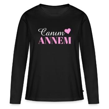CANIM ANNEM - ANNELER GÜNÜ - Frauen Premium Bio Langarmshirt - Schwarz - Vorne - Julia (174cm)