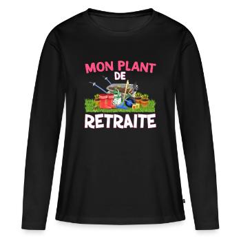 Femme Retraite Jardin Cadeau Maman Mamie - T-shirt manches longues Premium bio Femme - noir - Devant - Julia (174cm)