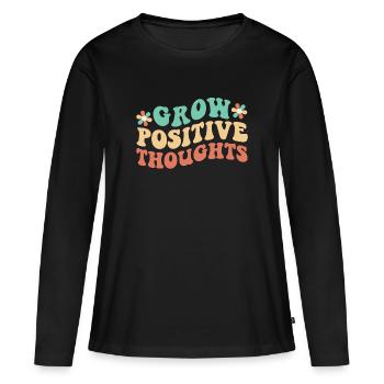 Développer des pensées positives - T-shirt manches longues Premium bio Femme - noir - Devant - Julia (174cm)