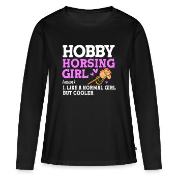 Hobby Cheval Hobby Horsing Hobbyhorsing - T-shirt manches longues Premium bio Femme - noir - Devant - Julia (174cm)