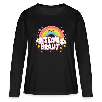 Team Braut JGA Kawaii Regenbogen Junggesellinnen - Frauen Premium Bio Langarmshirt - Schwarz - Vorne - Julia (174cm)