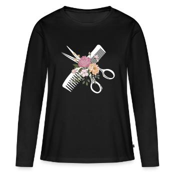 Coiffeur Coiffeur Coiffure Coiffure Coiffure Coiffure - T-shirt manches longues Premium bio Femme - noir - Devant - Julia (174cm)