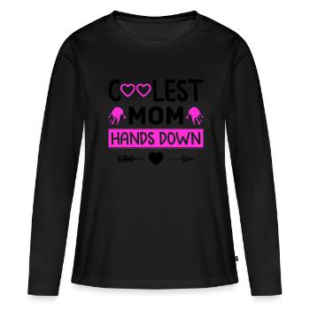 Idée cadeau de mère pour la fête des mères Meilleure mère - T-shirt manches longues Premium bio Femme - noir - Devant - Julia (174cm)