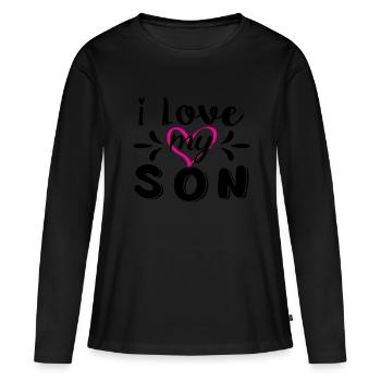 J’aime mon fils - T-shirt manches longues Premium bio Femme - noir - Devant - Julia (174cm)