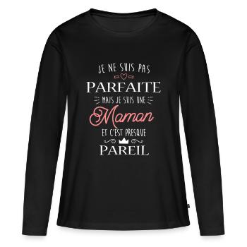Maman Parfaite - T-shirt manches longues Premium bio Femme - noir - Devant - Julia (174cm)