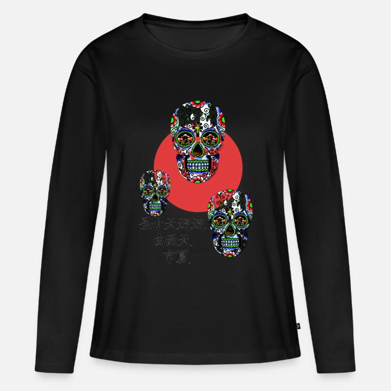 CALAVERA - Frauen Premium Bio Langarmshirt - Schwarz