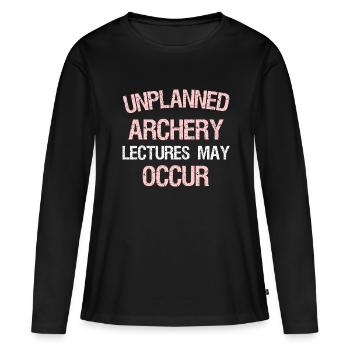DES CONFÉRENCES DE TIR À L’ARC NON PLANIFIÉES PEUVENT AVOIR LIEU - T-shirt manches longues Premium bio Femme - noir - Devant - Julia (174cm)