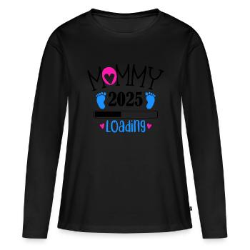 Mother 2025 loading, I will be a mother in 2025 - Women's Premium Organic Long Sleeve Shirt - black - Front - Julia (174cm)