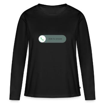 APPEL ENTRANT Glissez pour répondre à un appel PHONE MOBILE - T-shirt manches longues Premium bio Femme - noir - Devant - Julia (174cm)