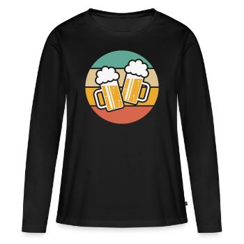2 cruches de mesure toast, acclamations! (Bière / Dim / 5C) - T-shirt manches longues Premium bio Femme - noir - Devant - Julia (174cm)