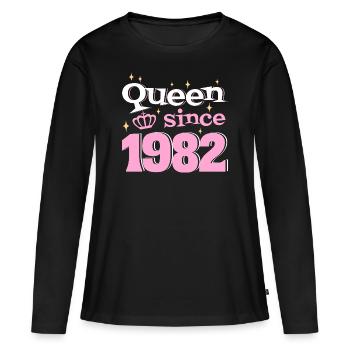 Reine Depuis 1982 Femme 40 Ans Anniversaire - T-shirt manches longues Premium bio Femme - noir - Devant - Julia (174cm)