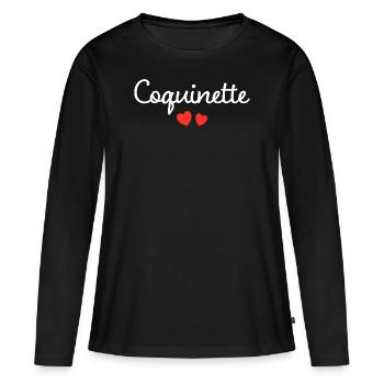 Femme Coquinette Humour Mot Affectueux Couple - T-shirt manches longues Premium bio Femme - noir - Devant - Julia (174cm)