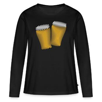 2 Biergläser Stoßen An (Bier / Scribble) - Frauen Premium Bio Langarmshirt - Schwarz - Vorne - Julia (174cm)