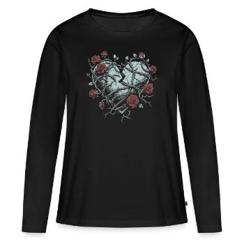 Broken Heart with Thorns - Gothic - Women's Premium Organic Long Sleeve Shirt - black - Front - Julia (174cm)