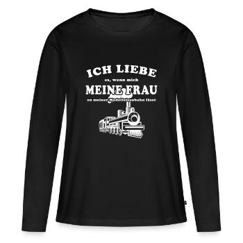 Modelleisenbahner Frau - Frauen Premium Bio Langarmshirt - Schwarz - Vorne - Julia (174cm)