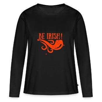 BE IRISH - Women's Premium Organic Long Sleeve Shirt - black - Front - Julia (174cm)