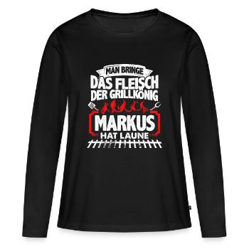 MARKUS - Grill - Frauen Premium Bio Langarmshirt - Schwarz - Vorne - Julia (174cm)