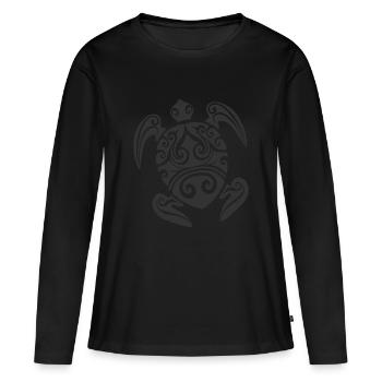 Maori Tattoo Schildkroete schwarz - Frauen Premium Bio Langarmshirt - Schwarz - Vorne - Julia (174cm)