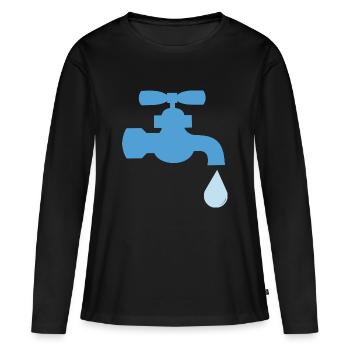 Wassertropfen Wasserhahn Energie - Frauen Premium Bio Langarmshirt - Schwarz - Vorne - Julia (174cm)