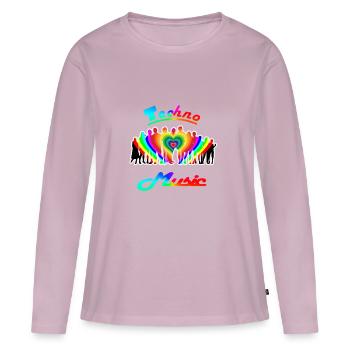 Musique techno - T-shirt manches longues Premium bio Femme - rose poudré - Devant - Julia (174cm)