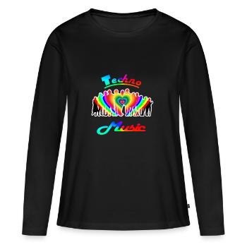 Musique techno - T-shirt manches longues Premium bio Femme - noir - Devant - Julia (174cm)