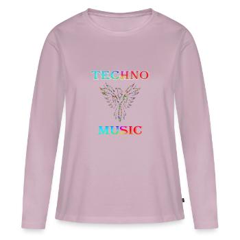 Musique techno - T-shirt manches longues Premium bio Femme - rose poudré - Devant - Julia (174cm)