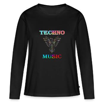 Musique techno - T-shirt manches longues Premium bio Femme - noir - Devant - Julia (174cm)