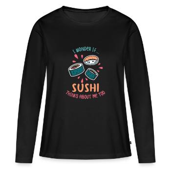 Sushi - T-shirt manches longues Premium bio Femme - noir - Devant - Julia (174cm)