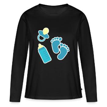 Baby icons pacifier feet vial blue cartoon - Women's Premium Organic Long Sleeve Shirt - black - Front - Julia (174cm)