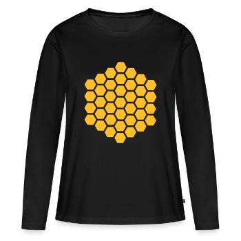 Gaufre - T-shirt manches longues Premium bio Femme - noir - Devant - Julia (174cm)