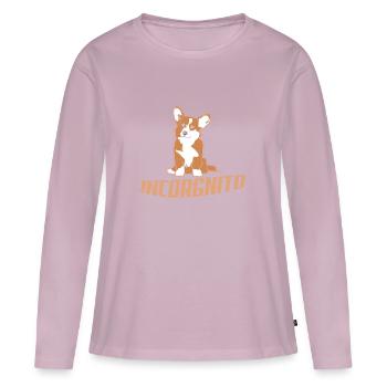 Corgi Dog Pun - T-shirt manches longues Premium bio Femme - rose poudré - Devant - Julia (174cm)