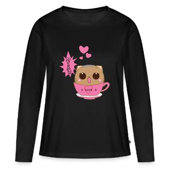 Chat Mignon - T-shirt manches longues Premium bio Femme - noir - Devant - Julia (174cm)