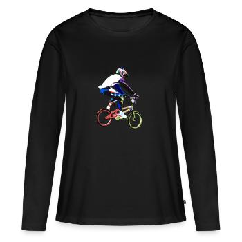 bmx - Women's Premium Organic Long Sleeve Shirt - black - Front - Julia (174cm)