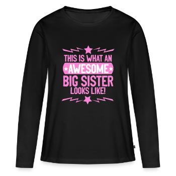 Big Sister Sibling Women Outfit - Women's Premium Organic Long Sleeve Shirt - black - Front - Julia (174cm)